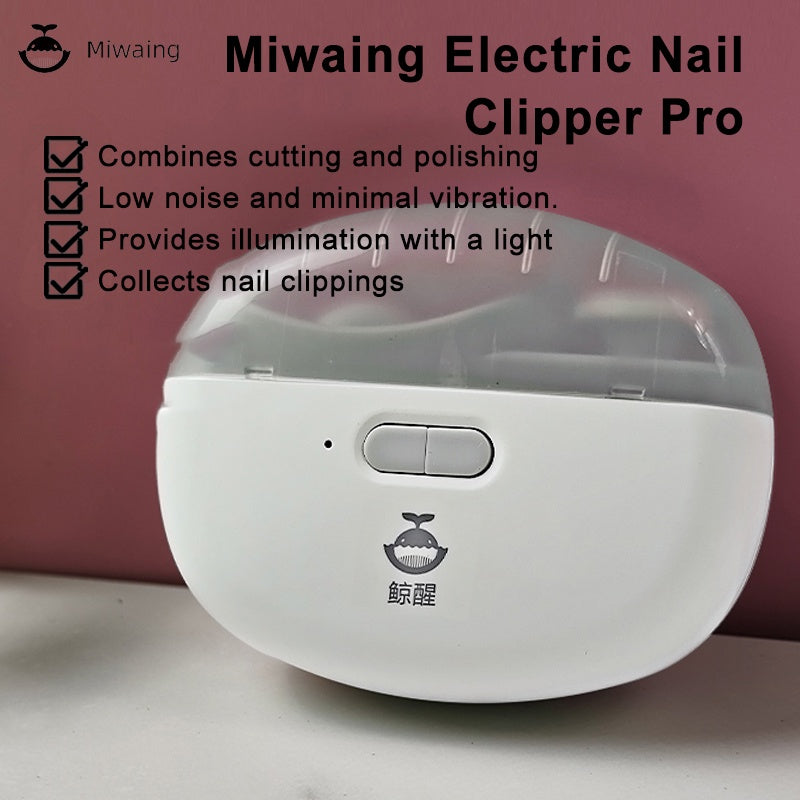 MIWAING Electric Nail Clippers Pro One-touch Auto Trimming Low Noise Built-in Lighting 2-speed With Nail Grinding Disc