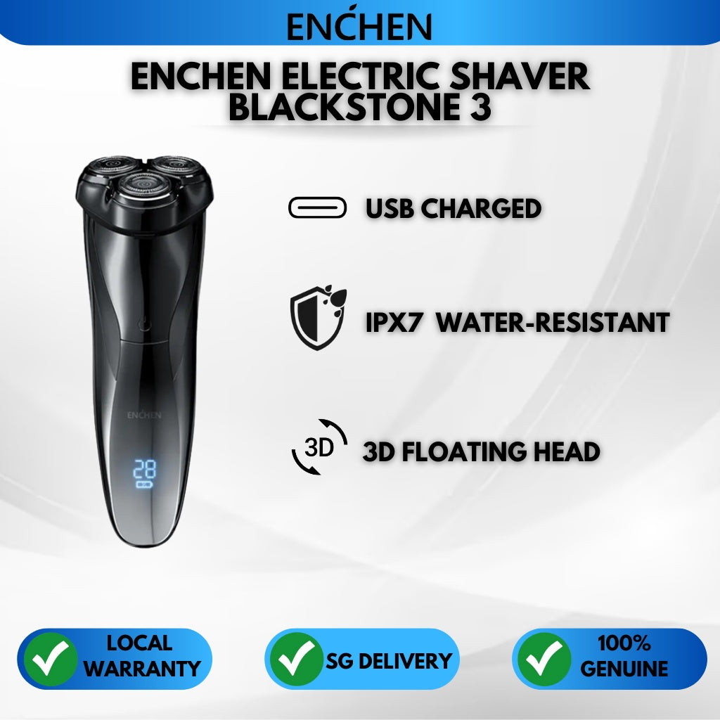 Enchen Blackstone 3 Electric Shaver Razor Wireless IPX7 Waterproof Type C