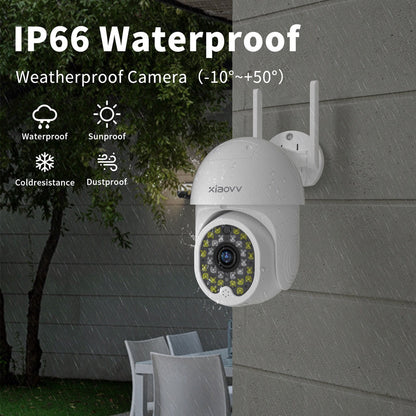 New XIAOVV Outdoor Security Cam P12 1296P FHD IPX66 Waterproof Night Vision Motion Detection PTZ Monitoring