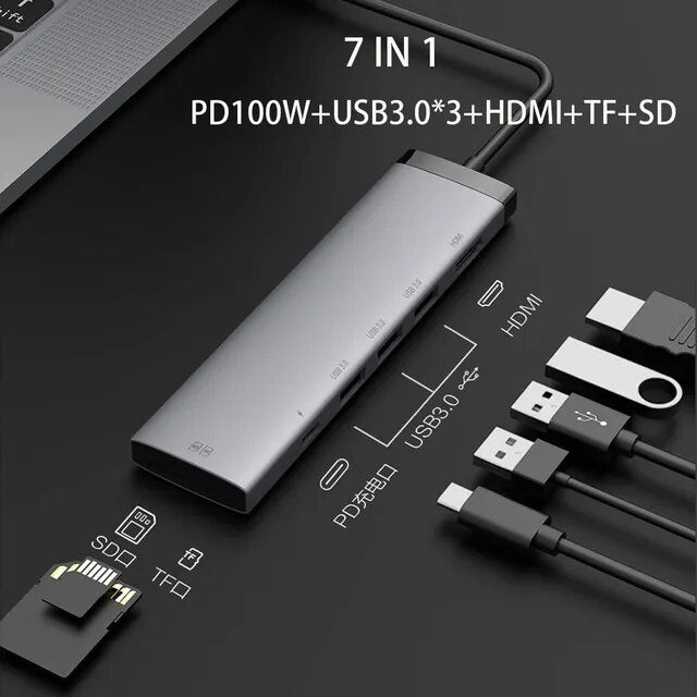 Youpin MIIIW 7 In 1 /5 In 1 USB-C Hub Docking Station Adapter HDMI PD3.0 Power Delivery 3 * USB 3.0 /SD