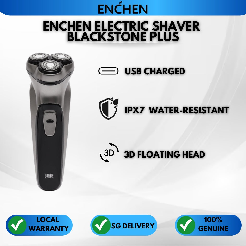 Blackstone Plus ENCHEN Electric Shaver IPX7 Waterproof Beard Trimmer Dry Wet Dual Use 8W Strong Power 3D Independent