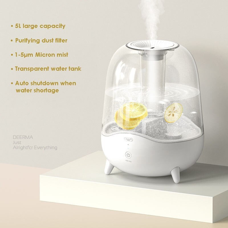 Ready Stock SG Deerma Ultrasonic Humidifier 5L Whisper Quiet Mode 2 Mist Modes Auto Off Bedroom Office