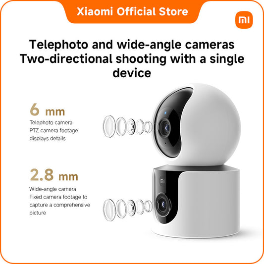 Xiaomi Smart Camera C300 Dual｜Two-directional shooting｜PTZ Camera Viewing Angle｜Full colour night vision