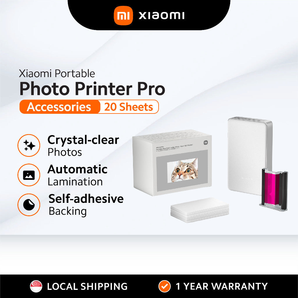 Xiaomi Portable Photo Printer Pro Printer Paper | Dye-Sublimation Photo Paper & Sticker Packs (20 Sheets) l High Quality