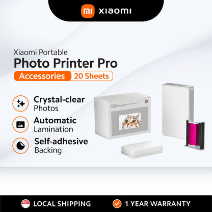 Xiaomi Portable Photo Printer Pro Printer Paper | Dye-Sublimation Photo Paper & Sticker Packs (20 Sheets) l High Quality