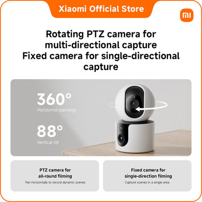 Xiaomi Smart Camera C300 Dual｜Two-directional shooting｜PTZ Camera Viewing Angle｜Full colour night vision