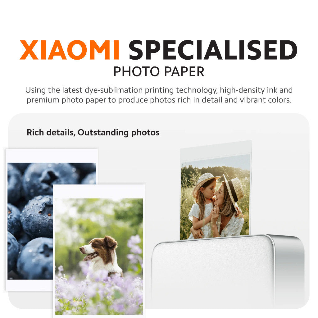 Xiaomi Portable Photo Printer Pro Printer Paper | Dye-Sublimation Photo Paper & Sticker Packs (20 Sheets) l High Quality
