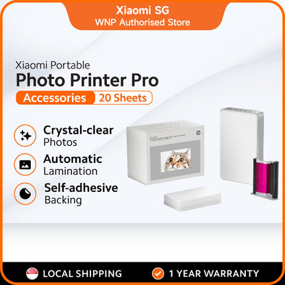 Xiaomi Portable Photo Printer Pro Printer Paper | Dye-Sublimation Photo Paper & Sticker Packs (20 Sheets) l High Quality