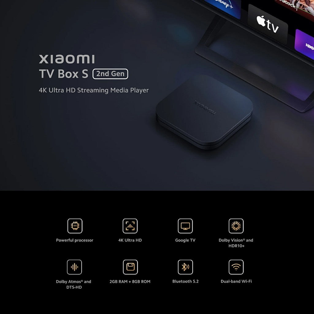 XIAOMI TV Box S 3rd Gen 4K Ultra HD Streaming Media Player FHD TV Dolby Vision HDR10+ Dolby Atmos & DTS-HD