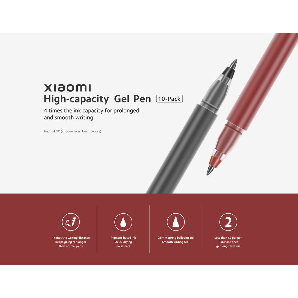 Xiaomi High-capacity Gel Pen (10-Pack) Red