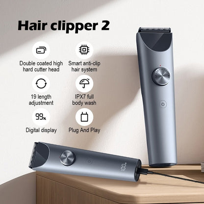 Xiaomi Mijia Hair Clipper 2 Electric Hair Trimmer Men Haircut Shaver Rechargeable IPX7 Waterproof