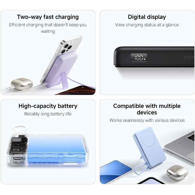 Xiaomi Magnetic Power Bank 10000 with Built-in Stand | Magnetic, Integrated cable, 10000mAh, Digital display