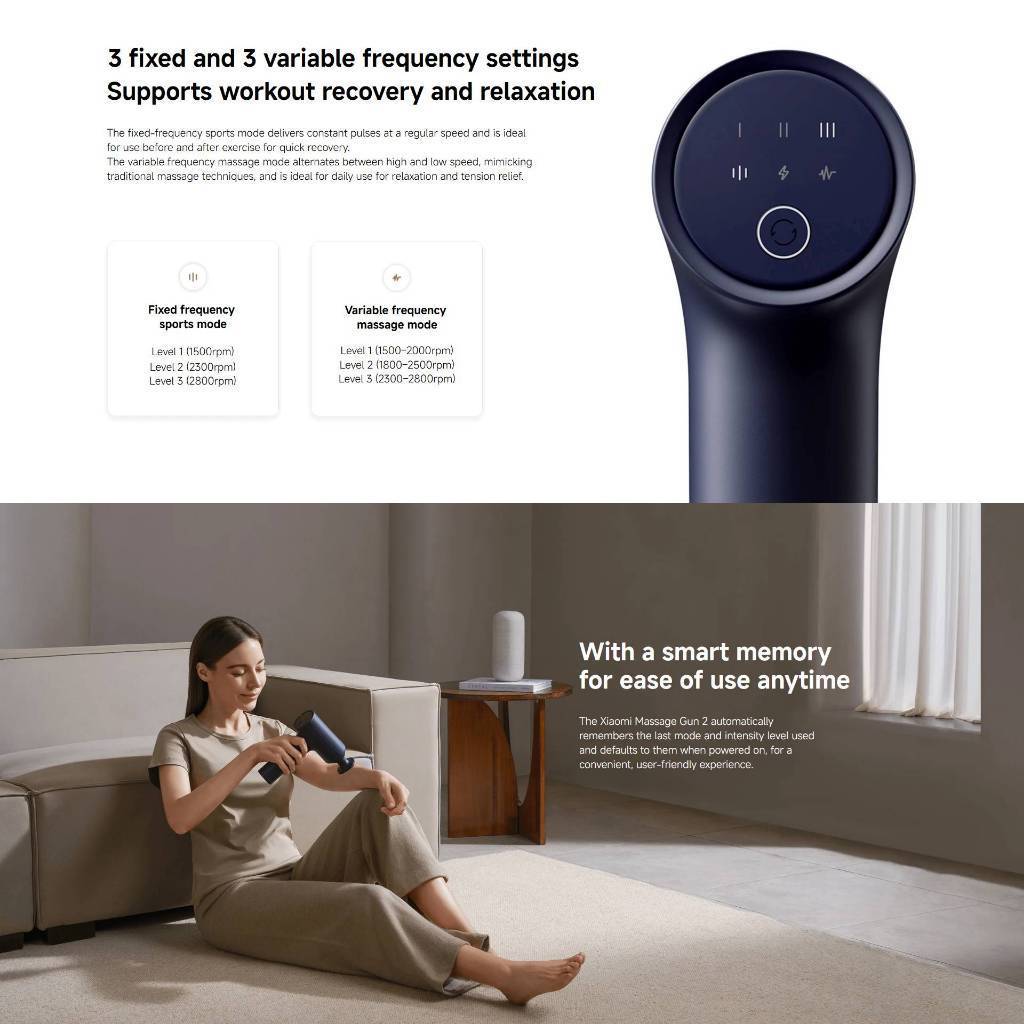 Xiaomi Massage Gun 2 | 25kg-strong force | Fixed frequency & Variable frequency mode