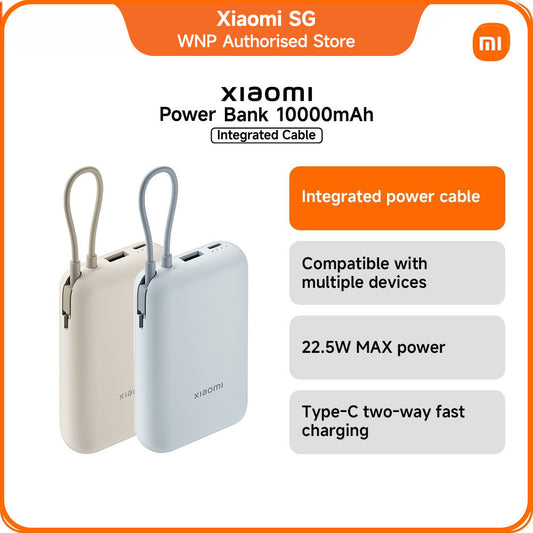Xiaomi Power Bank 10000mAh (Integrated Cable) 22.5W/two way Type-C fast charging/pocket-sized