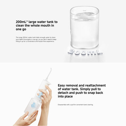 Xiaomi Water Flosser 2 - 200mL Water tank | 3 Flossing Modes | Portable Electric Oral Irrigator | Teeth Tooth Flossing