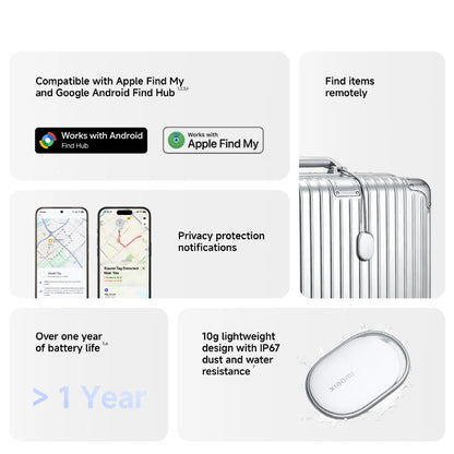 Xiaomi Tag | Compatible With Apple Find My & Google Find Hub | Secure Bluetooth Tracking | Compact Design