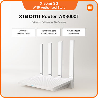 Xiaomi Router AX3000T Up to 3000Mbps* speed/WIFI 6/buffer free 4K movie streaming/Mesh networking