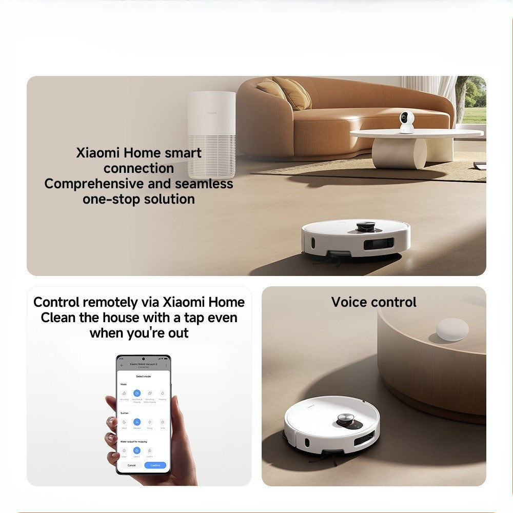 Xiaomi Robot Vacuum 5 |20000Pa deep suction, Adapts to low areas, Extendable mop+side brush, Anti-tangle brushes