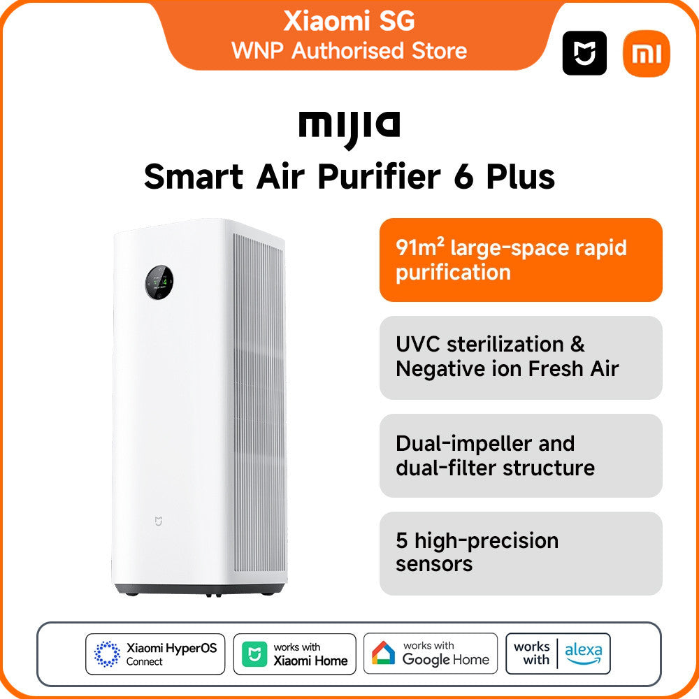 Mijia Smart Air Purifier 6 plus | UVC sterilization & Negative ion Fresh Air | Dual-impeller and dual-filter structure