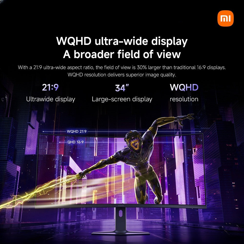 Xiaomi 34” Curved Gaming Monitor G34WQi 2026 – 180Hz WQHD Ultrawide 1ms FreeSync Premium HDR400