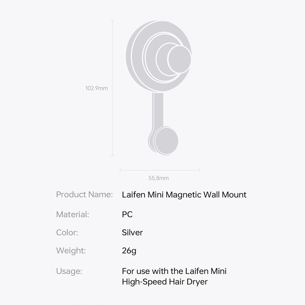 Laifen Mini Magnetic Hair Dryer Wall Mount for Laifen Mini Hair Dryer