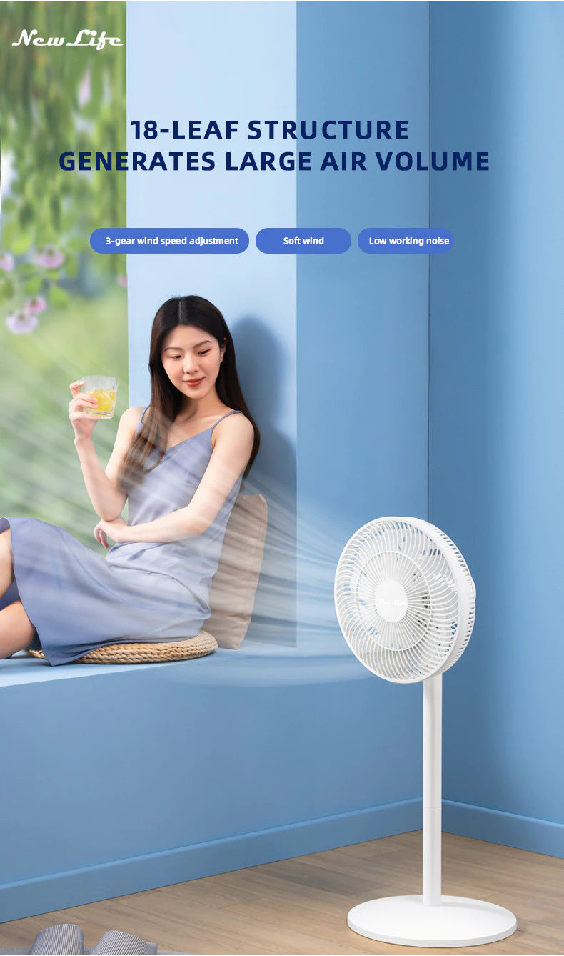 NewLife DLD-D17 Electric Stand Fan  Powerful Airflow,Three-Speed,Natural Wind,Silent Stand Fan