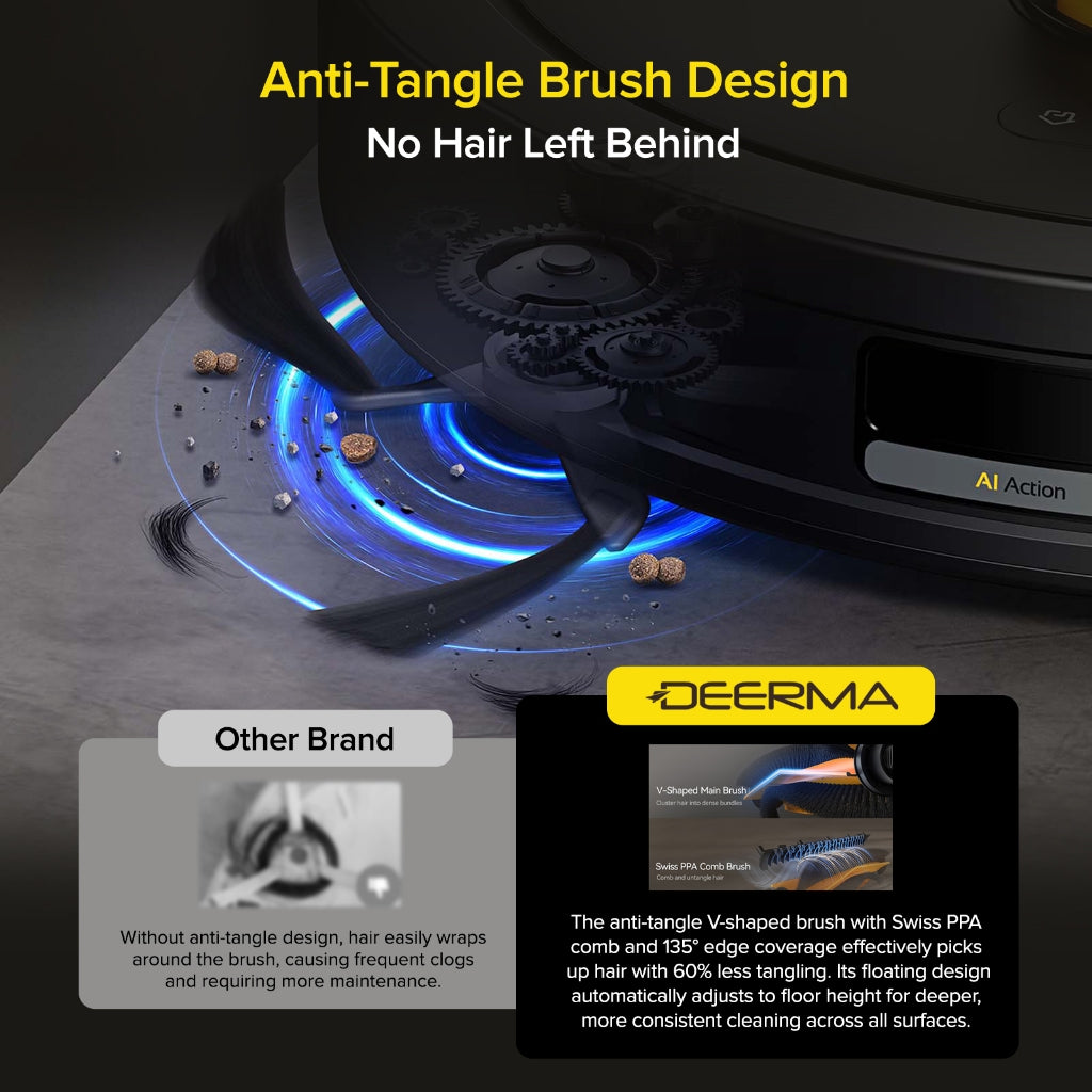 Ready Stock SG Deerma S30 Robot Vacuum 13000Pa Anti Tangle Brush Auto Dust EU 2 Pin