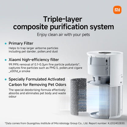 Xiaomi Smart Pet Care Air Purifier | Automatic anti-stress algorithm, Triple-layer purification system