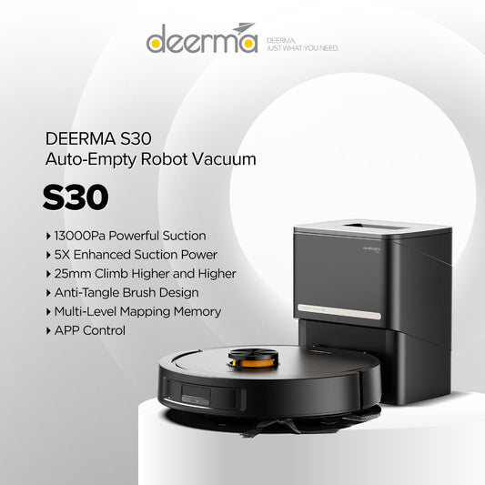 Ready Stock SG Deerma S30 Robot Vacuum 13000Pa Anti Tangle Brush Auto Dust EU 2 Pin