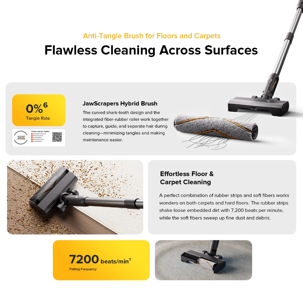 Roborock 210AW Cordless Vacuum Cleaner H60 Ultra | Anti-Tangle | Green Light Dust Detection EU 2 Pin