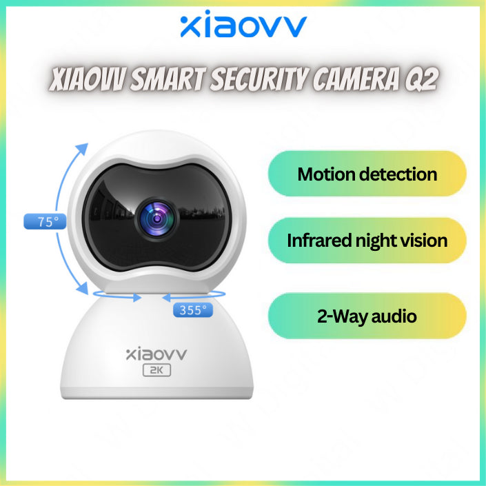 New Xiaovv Q2 Smart PTZ IP Camera CCTV Wireless 1296P Clear Image Night Vision  Motion Detection Home Security Camera