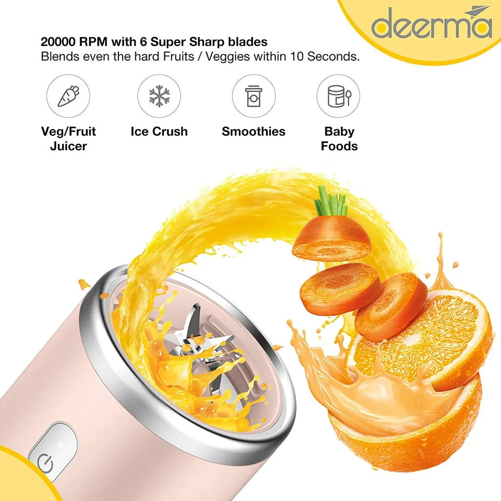 Ready Stock SG Deerma 400ml Portable Mini Juicer Blender USB Rechargeable BPA Free Fast Safe