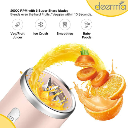 Ready Stock SG Deerma 400ml Portable Mini Juicer Blender USB Rechargeable BPA Free Fast Safe