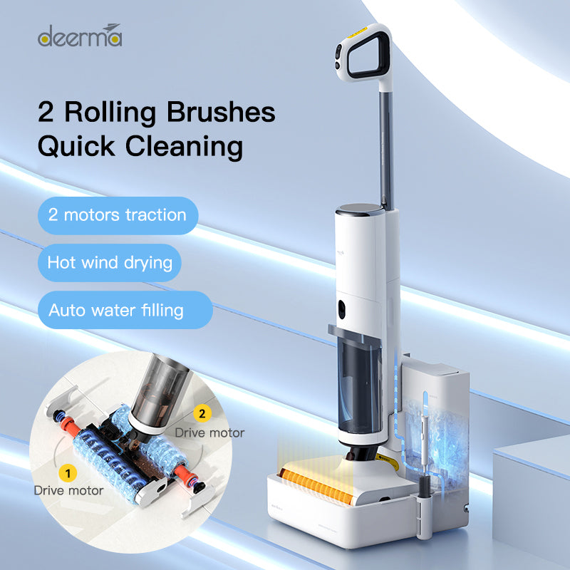 Ready Stock SG Deerma Wet Dry Vacuum Dual Brush 5L Large Tank Two Way Traction Electrolyzed Sterilization