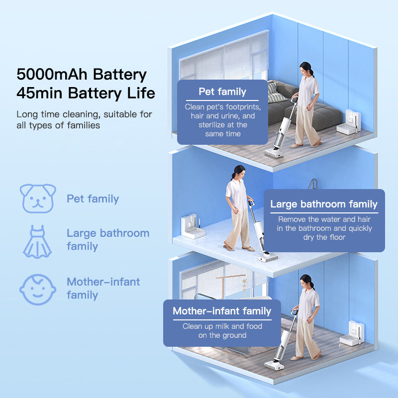 Ready Stock SG Deerma Wet Dry Vacuum Dual Brush 5L Large Tank Two Way Traction Electrolyzed Sterilization