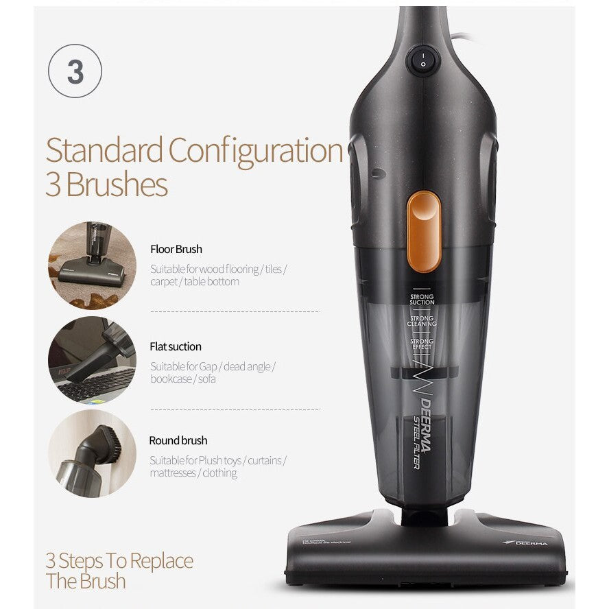 Deerma Vacuum cleaner DX115C Strong Suction Low NoiseMini Handheld Pushrod Cleaner