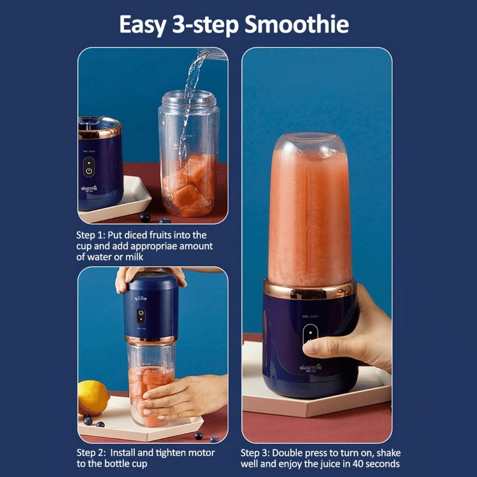 Ready Stock SG Deerma 400ml Portable Mini Juicer Blender USB Rechargeable BPA Free Fast Safe