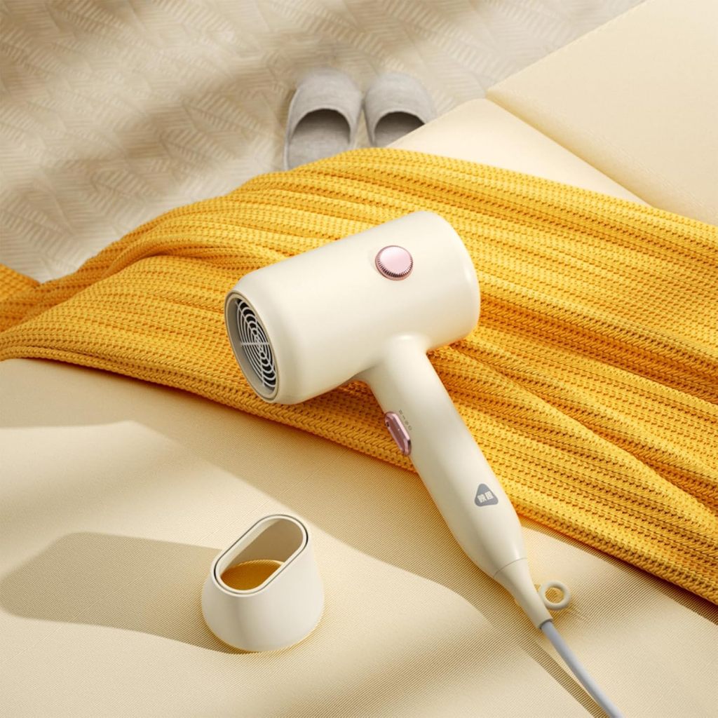 Enchen Hair Dryer Air 7 Beige  1800W one key switch hot and cold, Wind Speed Hair Car