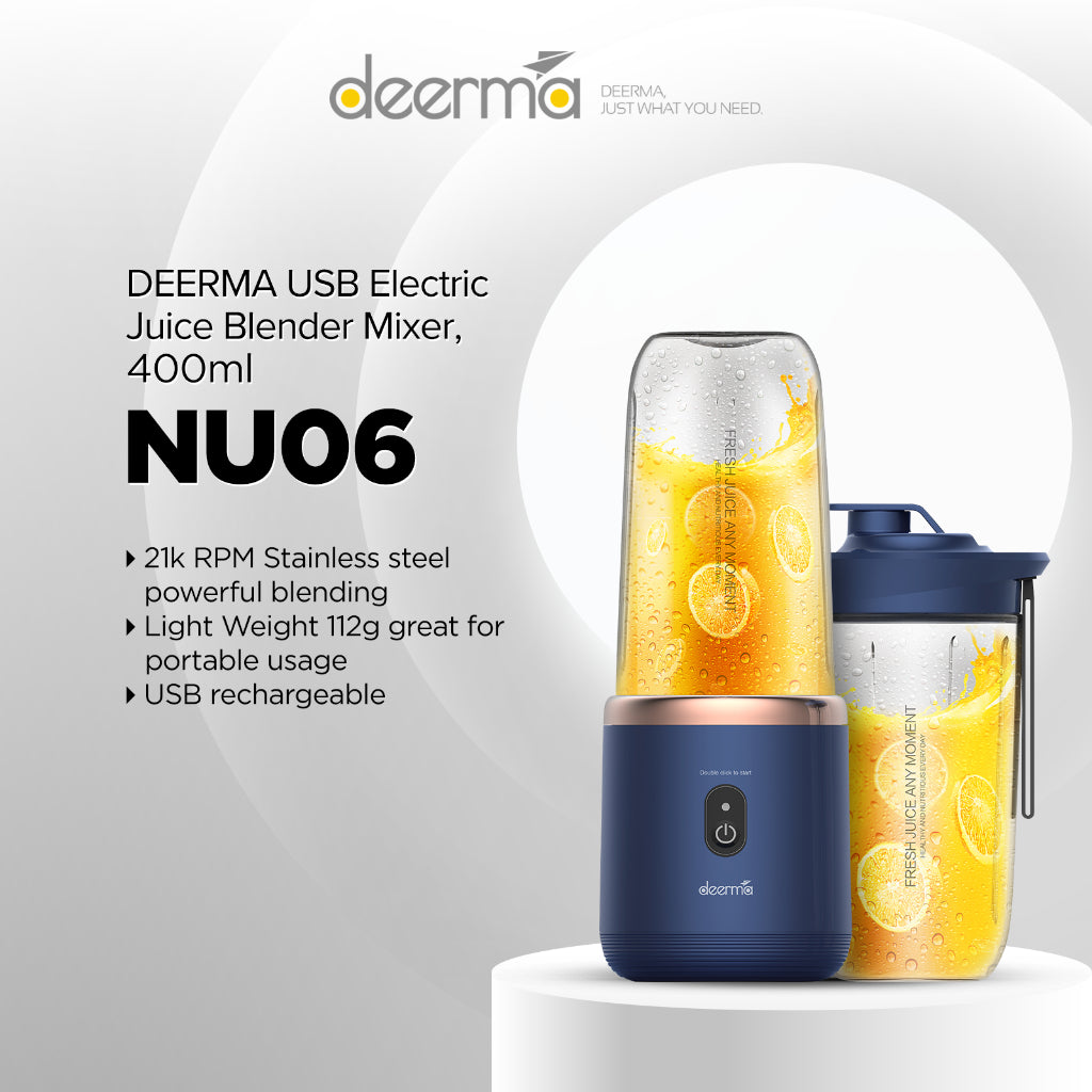 Ready Stock SG Deerma 400ml Portable Mini Juicer Blender USB Rechargeable BPA Free Fast Safe