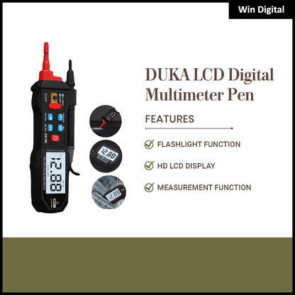 DUKA LCD Digital Multimeter Pen Esr Meter Testers Automotive Sound Light Alarm Detection Tester Meter High Precision