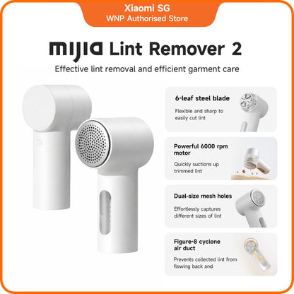 Mijia Lint Remover 2 GL 6-leaf steel blade/powerful 6000 rpm motor/dual-size mesh holes/figure-8 cyclone air duct