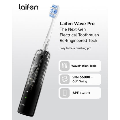 Laifen Wave Pro Transparent Electric Toothbrush - Next-Gen Sonic Power, 66,000 VPM & 60° Deep Cleaning