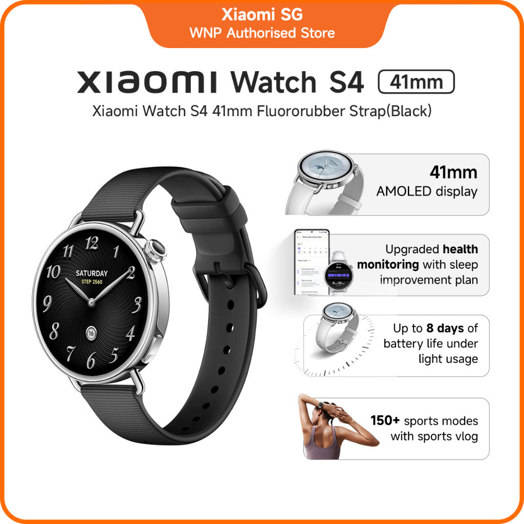 New Xiaomi Watch S4 41mm | 41mm AMOLED display with a slim, Up to 8 days of battery life under light usage