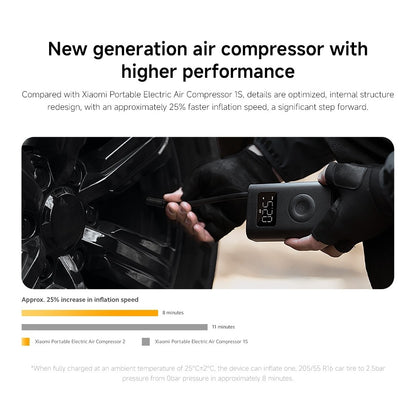 Xiaomi Portable Electric Air Compressor 2 150PSI wireless Air Pump for motorcycle bike Detecting tire pressure Tire Infl