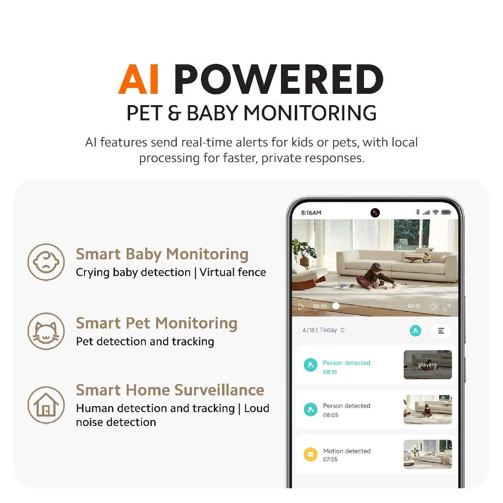 Xiaomi Smart Camera C701 EU 4K Ultra-HD Imaging AI with Local Processing Smart Motion & Noise Alerts