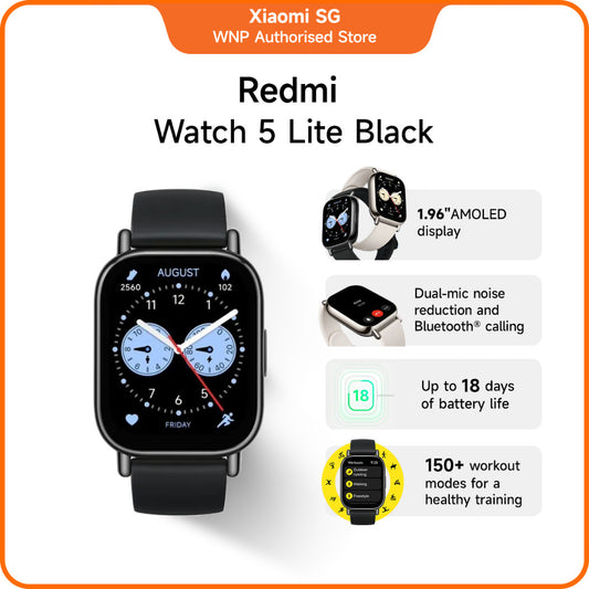 REDMI Watch 5 Lite | 1.96'' AMOLED display, 150+ sport modes, Built-in GNSS, Local warranty