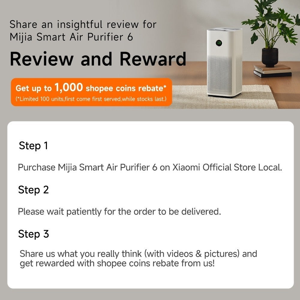 Mijia Smart Air Purifier 6 | 5 sensors and 5 purification stages/bacteria removal/noise reduction