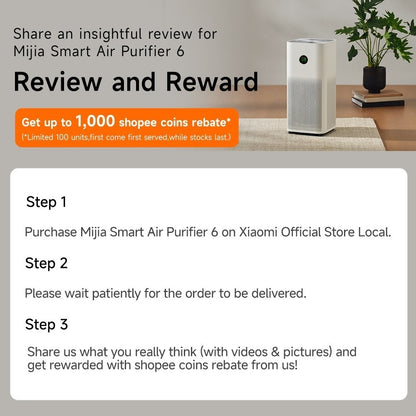 Mijia Smart Air Purifier 6 | 5 sensors and 5 purification stages/bacteria removal/noise reduction