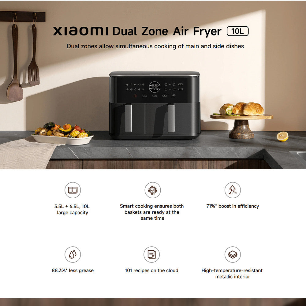 Xiaomi Smart Dual Zone Air Fryer 10L EU 2700W High-Power Rapid Heating Multifunctional APP Preset E