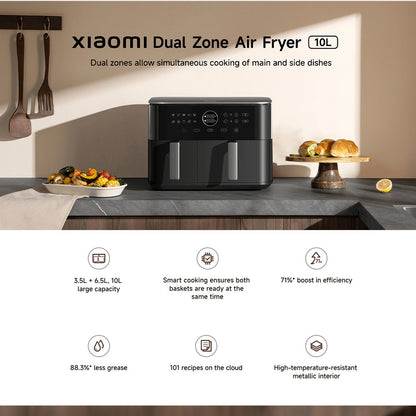 Xiaomi Smart Dual Zone Air Fryer 10L EU 2700W High-Power Rapid Heating Multifunctional APP Preset E